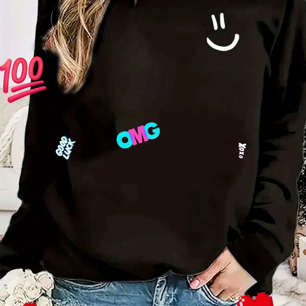 Trendy Black Hoodie with Fun Graphics